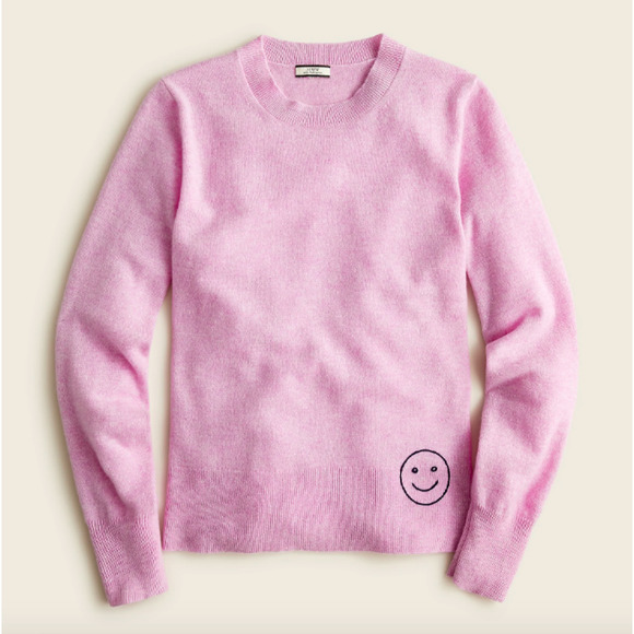 J Crew Womens Cashmere Crewneck Sweater Purple Medium Embroidered BA402 NWT - Picture 1 of 8